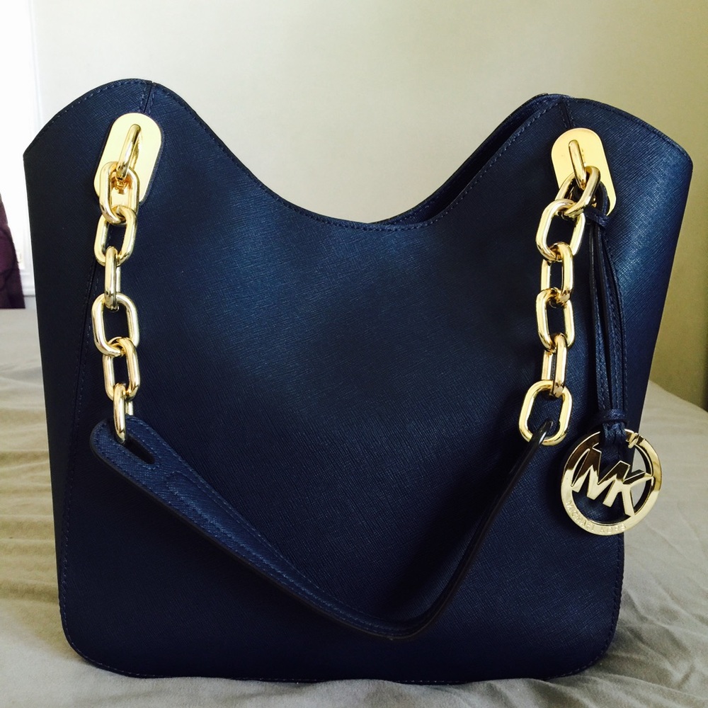 Michael Kors Lilly Saffiano Navy Blue Handbag